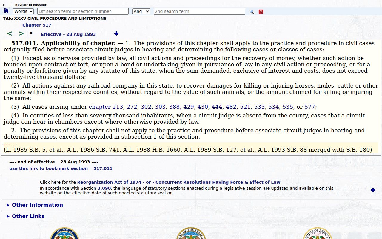 Texas County civil court docket source for associate circuit civil jurisdiction