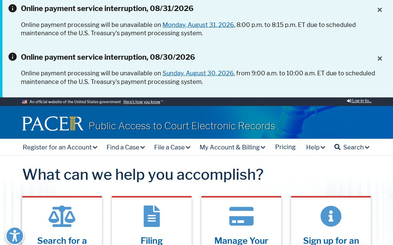 Texas County court case records source for PACER federal records