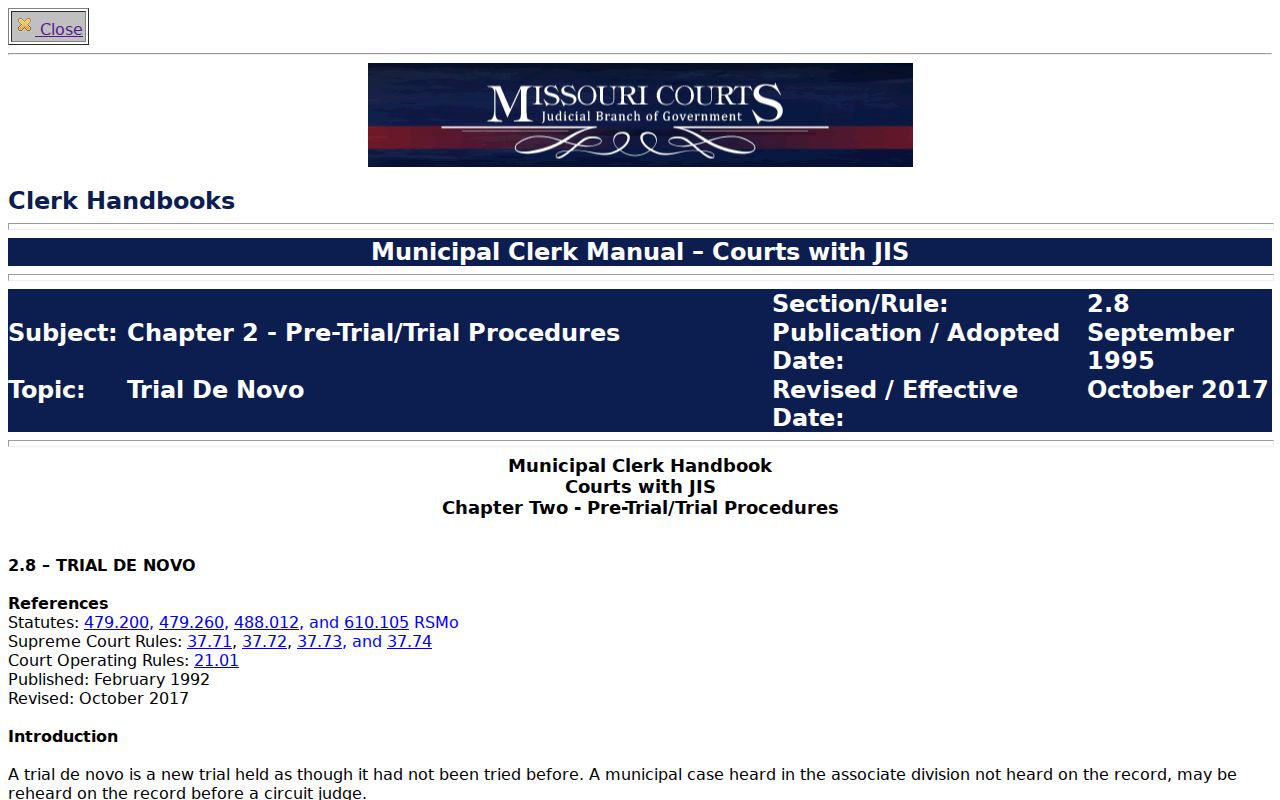 Mountain Grove court records source on municipal trial de novo transfer